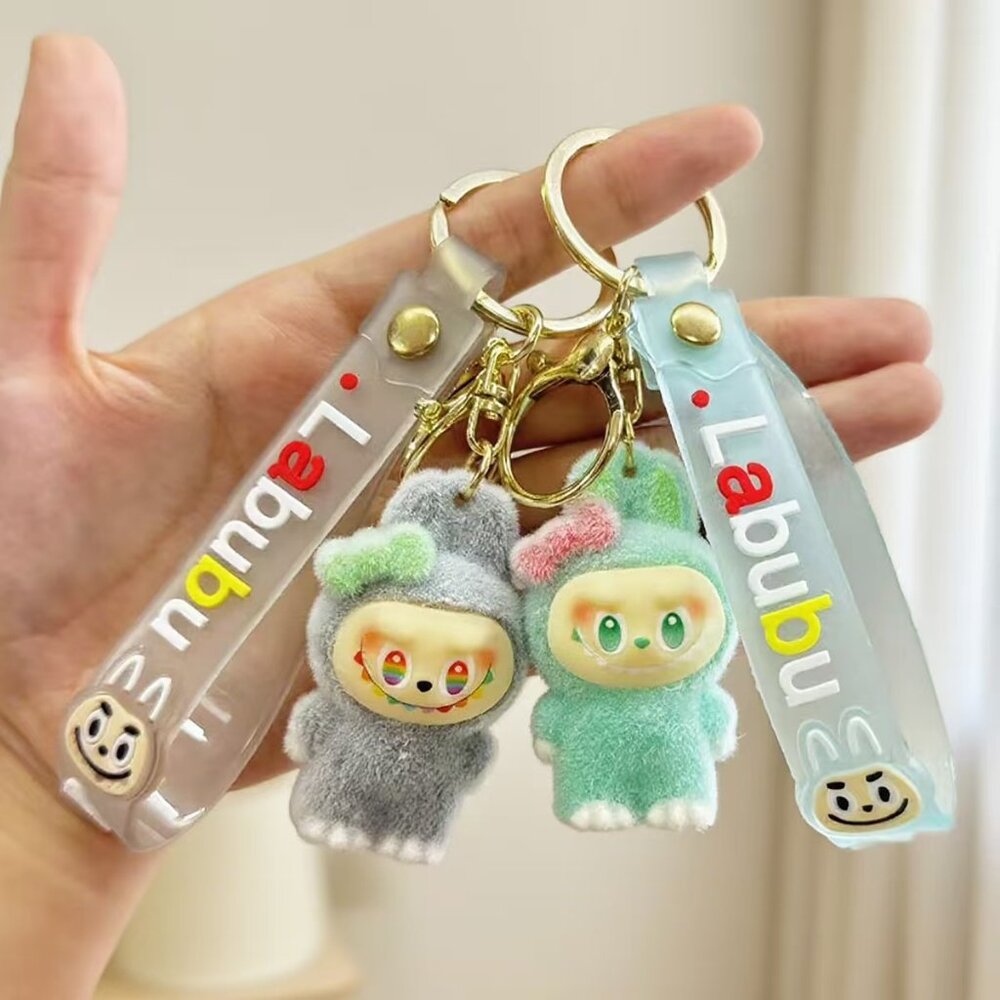 New Popular Hot! mini brown Mocha bunny Labubu Baby keychain dangeler figure